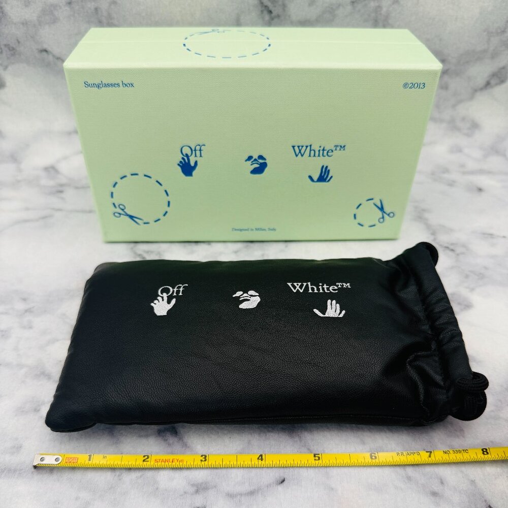 Off-White Sunglasses Case Set, Mint Boxed, Padded Drawstring Bag, Cleaning Cloth - Picture 4 of 8